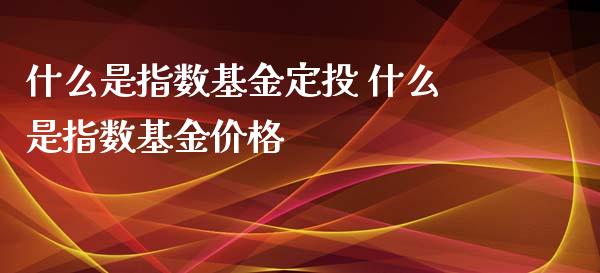 什么是指数基金定投 什么是指数基金价格