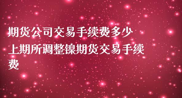 期货公司交易手续费多少 上期所调整镍期货交易手续费