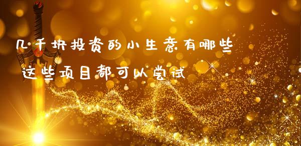 几千块投资的小生意有哪些 这些项目都可以尝试