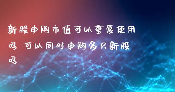 新股申购市值可以重复使用吗 可以同时申购多只新股吗