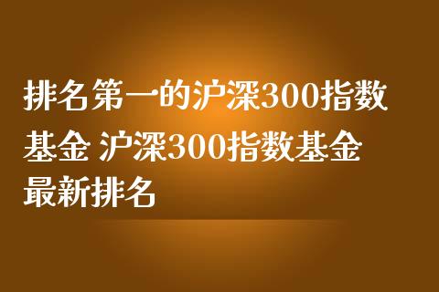 排名第一的沪深300指数基金 沪深300指数基金最新排名