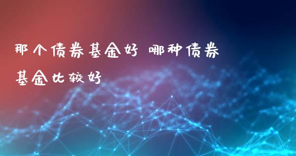 那个债券基金好 哪种债券基金比较好