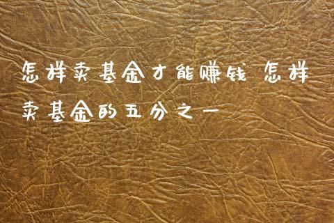 怎样卖基金才能赚钱 怎样卖基金的五分之一