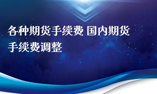 各种期货手续费 国内期货手续费调整