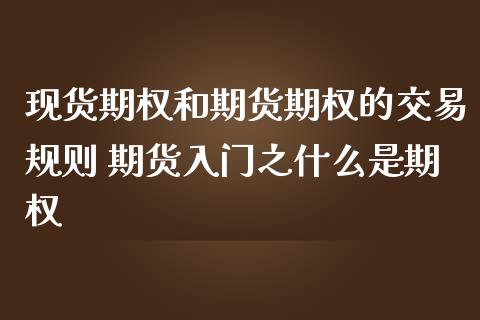 现货期权和期货期权的交易规则 期货入门之什么是期权