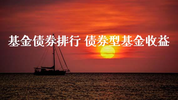 基金债券排行 债券型基金收益