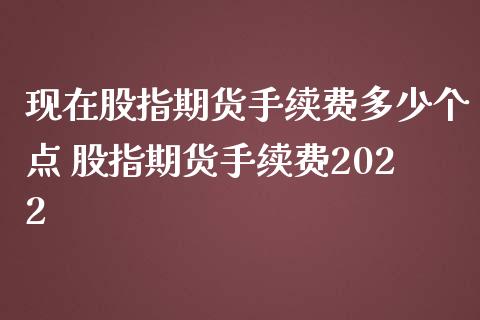 现在股指期货手续费多少个点 股指期货手续费2022