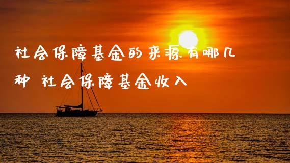 社会保障基金的来源有哪几种 社会保障基金收入
