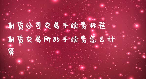 期货公司交易手续费标准 期货交易所的手续费怎么计算