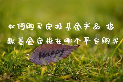 如何购买定投基金产品 指数基金定投在哪个平台购买