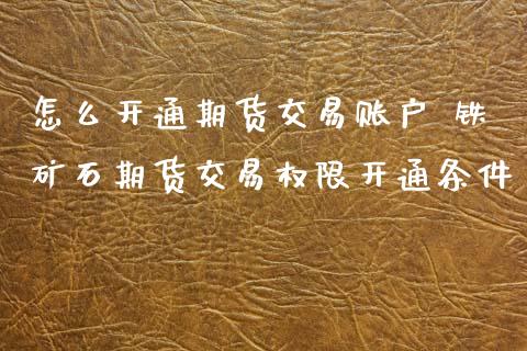 怎么开通期货交易账户 铁矿石期货交易权限开通条件