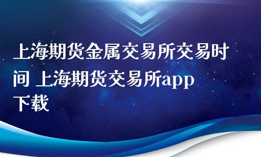上海期货金属交易所交易时间 上海期货交易所app下载
