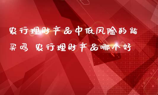 农行理财产品中低风险的能买吗 农行理财产品哪个好