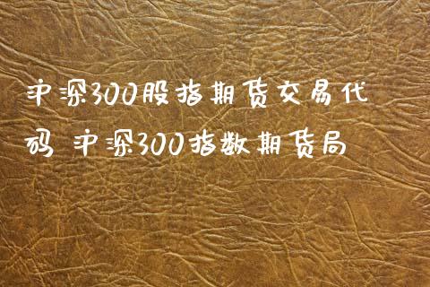 沪深300股指期货交易代码 沪深300指数期货局