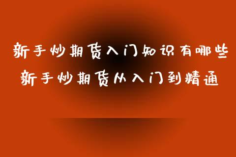 新手炒期货入门知识有哪些 新手炒期货从入门到精通