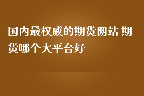 国内最权威的期货网站 期货哪个大平台好