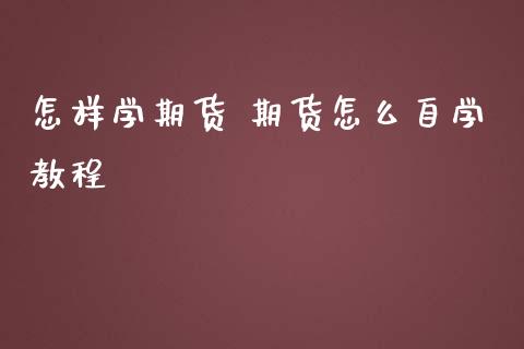 怎样学期货 期货怎么自学教程