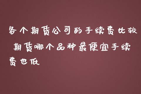 各个期货公司的手续费比较 期货哪个品种最便宜手续费也低