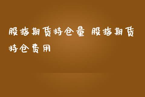 股指期货持仓量 股指期货持仓费用
