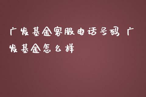 广发基金客服电话号码 广发基金怎么样