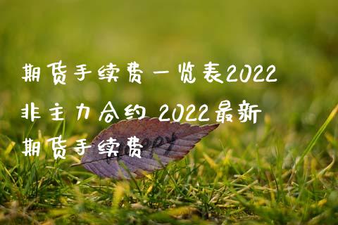 期货手续费一览表2022非主力合约 2022最新期货手续费