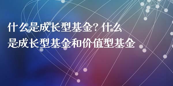 什么是成长型基金? 什么是成长型基金和价值型基金