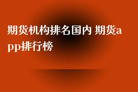 期货机构排名国内 期货app排行榜