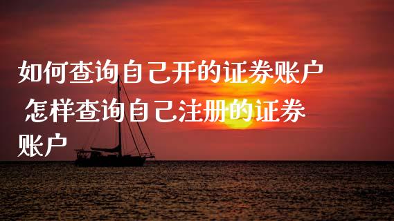 如何查询自己开的证券账户 怎样查询自己注册的证券账户