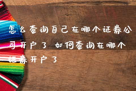 怎么查询自己在哪个证券公司开户了 如何查询在哪个证券开户了