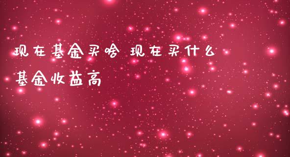 现在基金买啥 现在买什么基金收益高