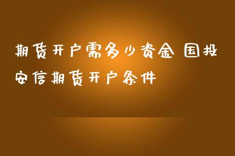 期货开户需多少资金 国投安信期货开户条件