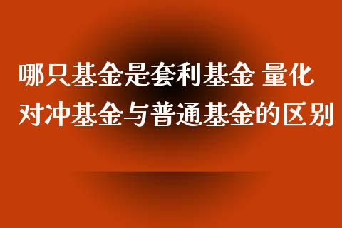 哪只基金是套利基金 量化对冲基金与普通基金的区别
