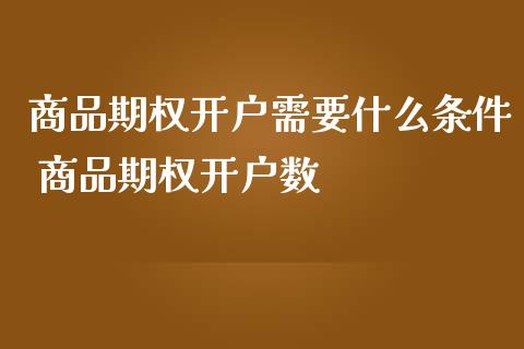商品期权开户需要什么条件 商品期权开户数