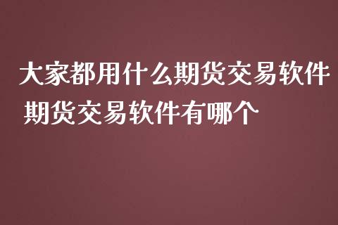 大家都用什么期货交易软件 期货交易软件有哪个