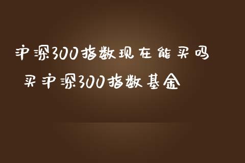 沪深300指数现在能买吗 买沪深300指数基金