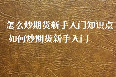 怎么炒期货新手入门知识点 如何炒期货新手入门