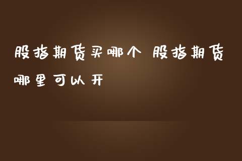 股指期货买哪个 股指期货哪里可以开