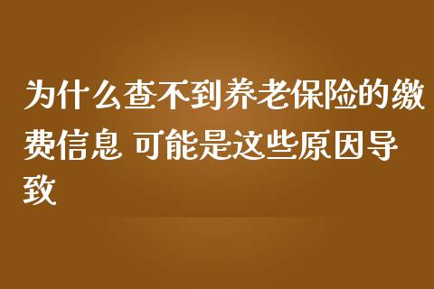为什么查不到养老保险的缴费信息 可能是这些原因导致