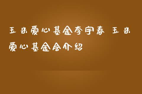 玉米爱心基金李宇春 玉米爱心基金会介绍