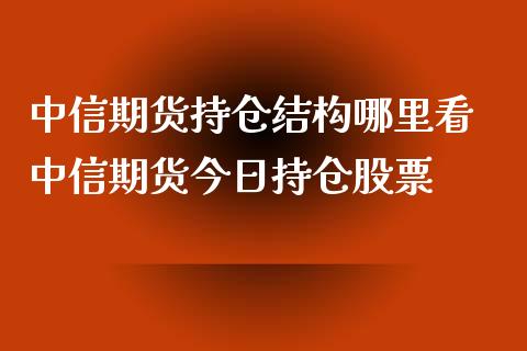 中信期货持仓结构哪里看 中信期货今日持仓股票