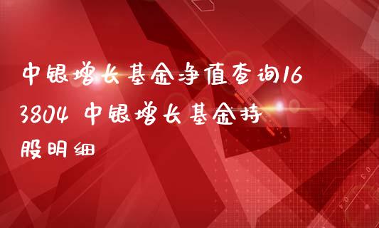 中银增长基金净值查询163804 中银增长基金持股明细