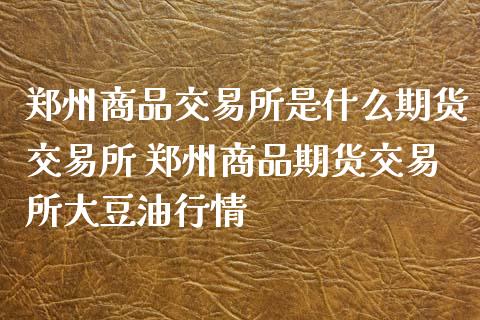 郑州商品交易所是什么期货交易所 郑州商品期货交易所大豆情