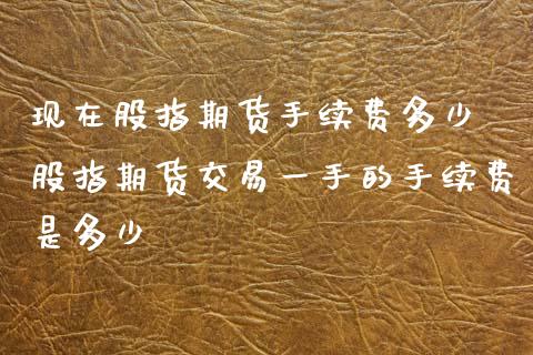 现在股指期货手续费多少 股指期货交易一手的手续费是多少