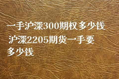 一手沪深300期权多少钱 沪深2205期货一手要多少钱