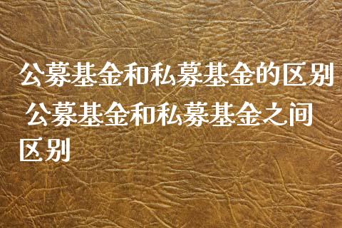 公募基金和私募基金的区别 公募基金和私募基金之间区别