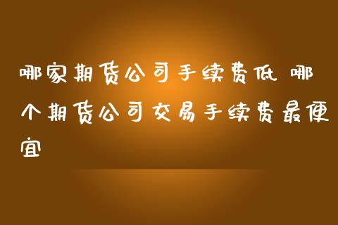哪家期货公司手续费低 哪个期货公司交易手续费最便宜