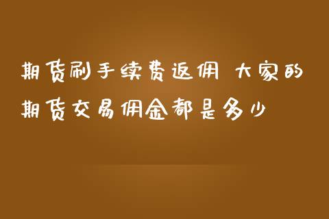 期货刷手续费返佣 大家的期货交易佣金都是多少