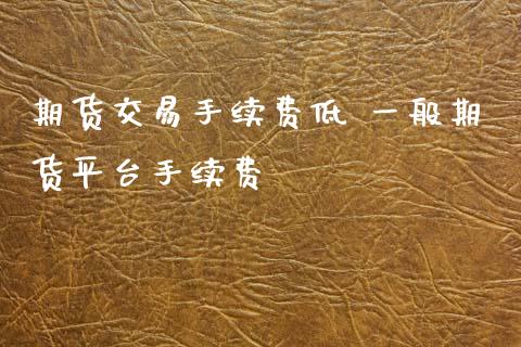 期货交易手续费低 一般期货平台手续费