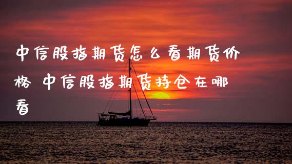 中信股指期货怎么看期货价格 中信股指期货持仓在哪看