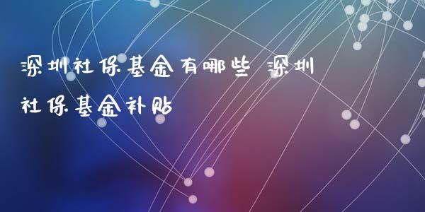深圳社保基金有哪些 深圳社保基金补贴
